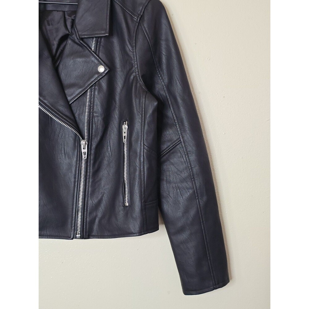 BLANKNYC Meant To Be Moto Jacket Womens L Black Faux Leather No Hood - Picture 4 of 10